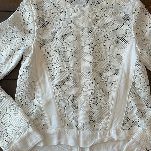 Three Dots Cotton Blend Crochet Lace Zip Lightweight Long Sleeve‎ Jacket Sz M - Picture 11 of 13
